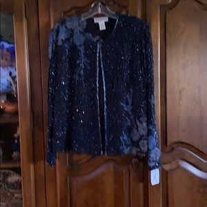 NWT black beaded JACKET/BLOUSE